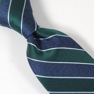 NWT - CLUB ROOM Elegant Necktie, Blue & Green, Striped Pattern, Silk & Polyester